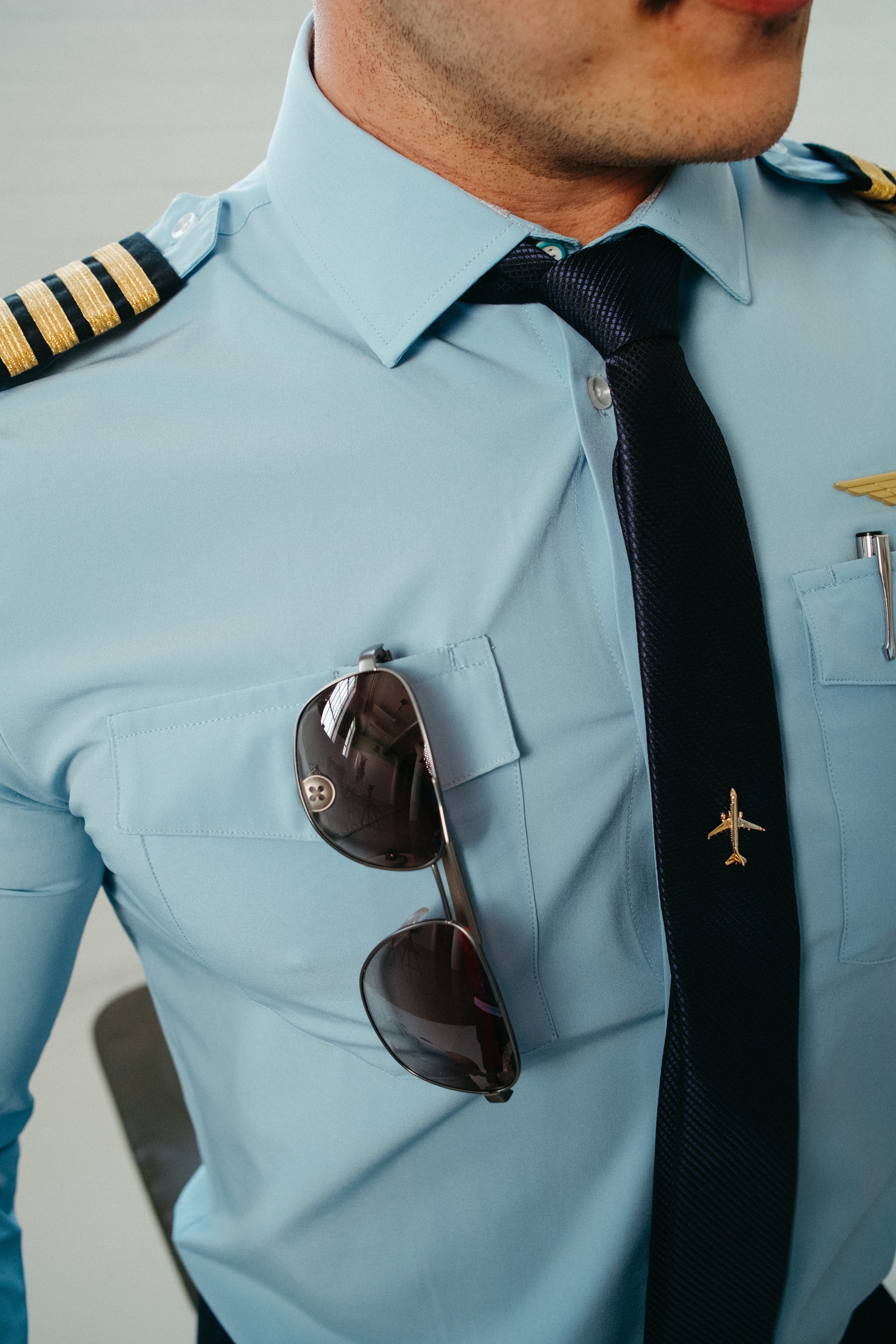 Flight Shirt - Blue - Eyelets